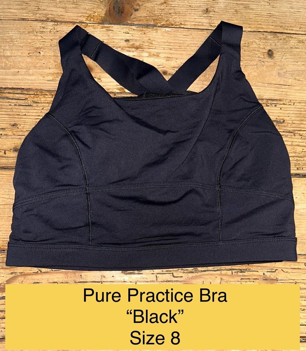 Lululemon Womens Size 8 Black Pure Practice Bra